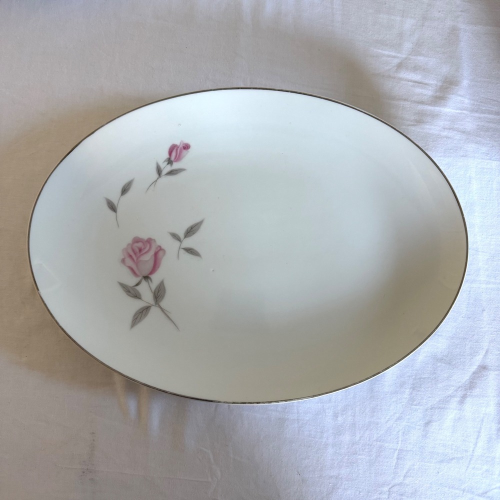 Gambles‎ Argent Rose Fine China Serving Platter 12x9 Floral Japan Cottagecore - Picture 2 of 8
